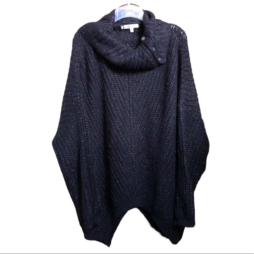 Jennifer Lopez Oversized Pullover Sweater with Cowl Neck - Silver Threads - XL